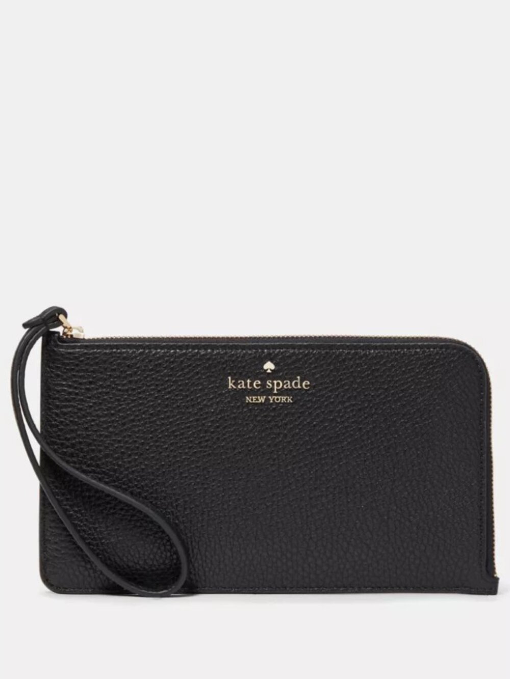Kate Spade New York Everyday Black Leather Lucy Medium L-Zip Wristlet Wallet